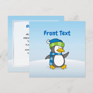 Kleine pinguïn die op sneeuw loopt kaart