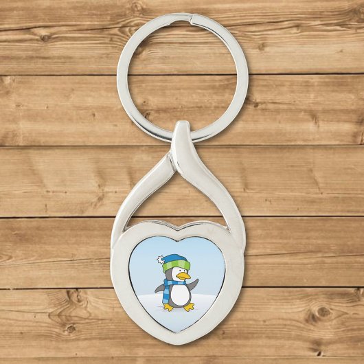 Kleine pinguïn die op sneeuw loopt sleutelhanger