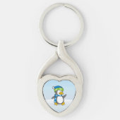 Kleine pinguïn die op sneeuw loopt sleutelhanger (Voorkant)