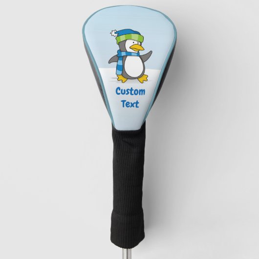 Kleine pinguïn die op sneeuwgolf hoofddeksel loopt golfheadcover (Voorkant)
