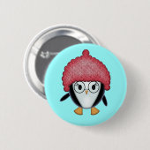Kleine pinguïn in rode kerstmuts knop ronde button 5,7 cm (Voorkant /achterkant)