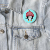 Kleine pinguïn in rode kerstmuts knop ronde button 5,7 cm (In situ)