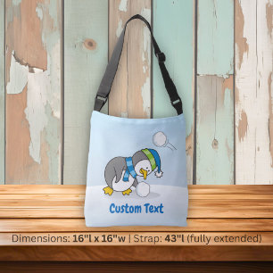 Kleine pinguïn krijgt een sneeuwbal crossbody tas