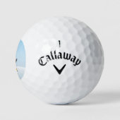 Kleine pinguïn loopt op sneeuw golfballen (Logo)