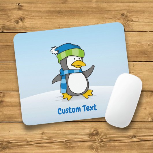 Kleine pinguïn loopt op sneeuw muismat