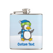 Kleine pinguïn loopt op sneeuwfles heupfles (Voorkant)