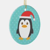 Kleine pinguïn met kerstmis met Santa Hat Keramisch Ornament (Rechts)