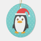 Kleine pinguïn met kerstmis met Santa Hat Keramisch Ornament (Links)