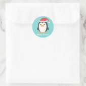 Kleine pinguïn met kerstmis met Santa Hat Ronde Sticker (Tas)