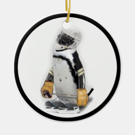 Kleine pinguïn met sleutelvistuig keramisch ornament