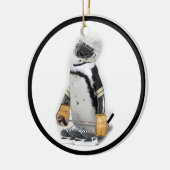 Kleine pinguïn met sleutelvistuig keramisch ornament (Links)