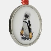 Kleine pinguïn met sleutelvistuig metalen ornament (Rechts)