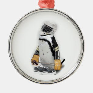 Kleine pinguïn met sleutelvistuig metalen ornament