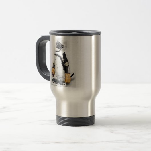 Kleine pinguïn met sleutelvistuig reisbeker (Voorkant links)