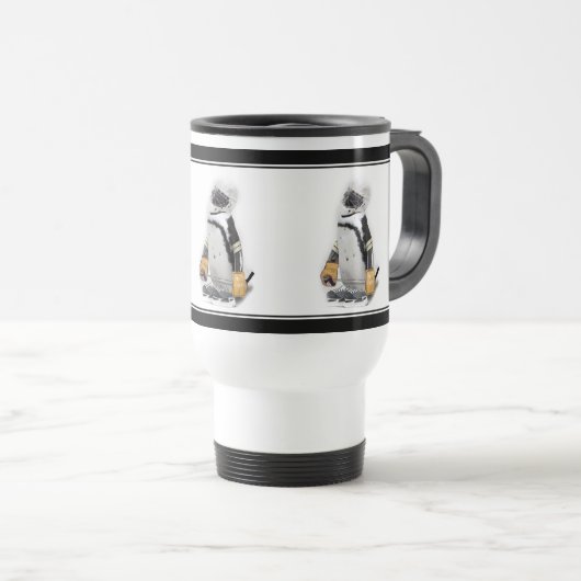 Kleine pinguïn met sleutelvistuig reisbeker (Voorkant rechts)