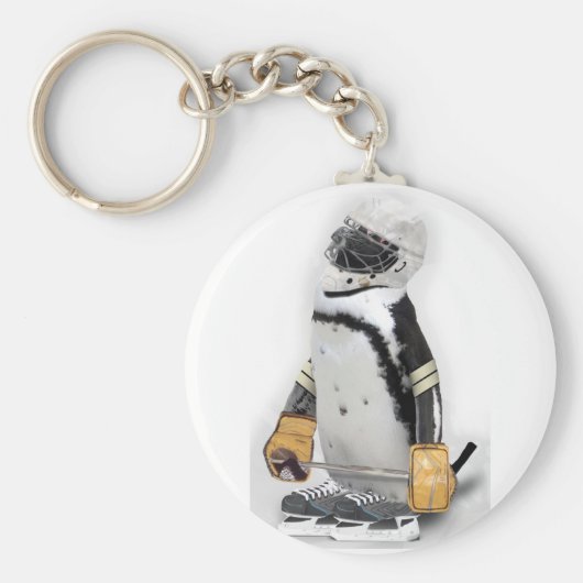 Kleine pinguïn met sleutelvistuig sleutelhanger (Voorkant)