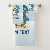 Kleine pinguïn met sneeuwballen bad handdoek (Insitu)