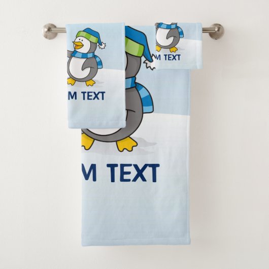 Kleine pinguïn met sneeuwballen bad handdoek (Insitu)
