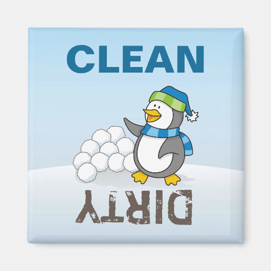 Kleine pinguïn met sneeuwballen magneet (Voorkant)