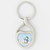 Kleine pinguïn met sneeuwballen sleutelhanger (Voorkant)