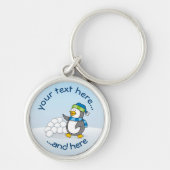 Kleine pinguïn met sneeuwballen sleutelhanger (Voorkant)