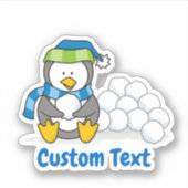 Kleine pinguïn met sneeuwballen sticker (Voorkant)