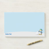 Kleine pinguïn met sneeuwballen zwaaien Post-it No Post-it® Notes (Op bureau)