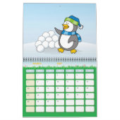 Kleine pinguïn met sneeuwballen zwaaiend kalender (Mar 2027)