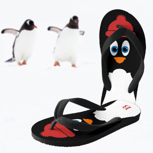 Kleine Pinguïn Monogrammed Leuke Cartoon Funny Bir Kinder Teenslippers