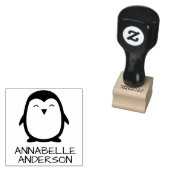 Kleine pinguïn personaliseren rubberstempel (Gestempeld)