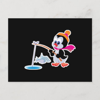 kleine pinguïn voor ijsvisserij briefkaart