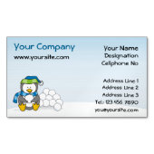 Kleine pinguïn zit met een magnetische sneeuwbal b magnetisch visitekaartje (Voorkant)