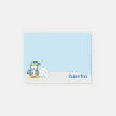 Kleine Pinguïn Zittend Met Sneeuwballen Post-it® Notes (Voorkant)