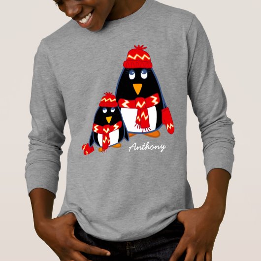 Kleine pinguïns | Aangepaste naam T-shirt (Voorkant)