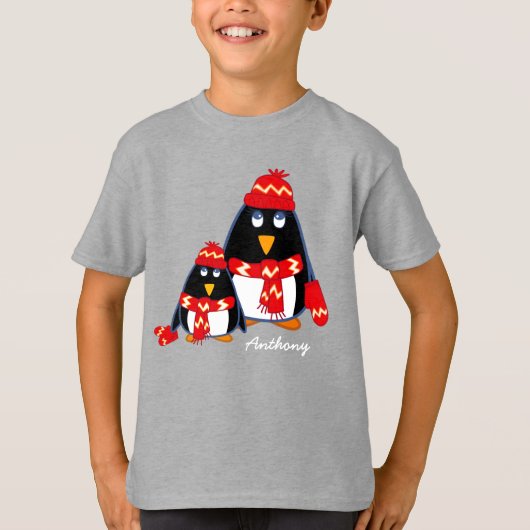 Kleine pinguïns | Aangepaste naam T-shirt (Voorkant)