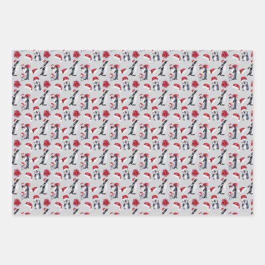 Kleine pinguïns in Santa Hats Inpakpapier Vel (Voorkant 2)