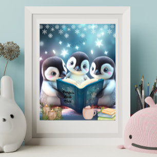 Kleine pinguïns lezen boek Speciaal Kunst Poster
