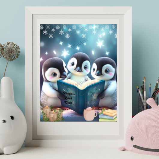 Kleine pinguïns lezen boek Speciaal Kunst Poster