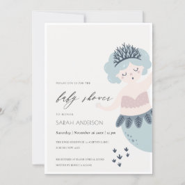 KLEINE PINKBLAUWE MERMAID BABY SHOWER INVITE BEDANKKAART