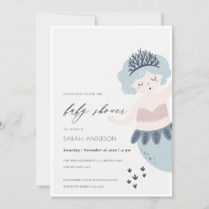 KLEINE PINKBLAUWE MERMAID BABY SHOWER INVITE BEDANKKAART
