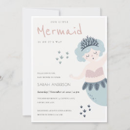 KLEINE PINKBLAUWE MERMAID BABY SHOWER INVITE BEDANKKAART
