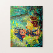Kleine piraat met schatkaart en kist legpuzzel (Verticaal)