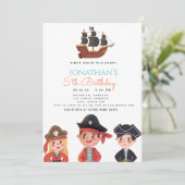 Kleine piraten van de 5e verjaardag aankondiging (Staand voorkant)