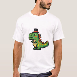 Kleine Pixel T-Rex in een hoge hoed T-shirt