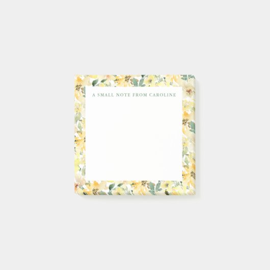 Kleine plaknotitie Geel Aquarel Bloem Post-it® Notes (Voorkant)