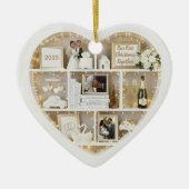 Kleine Plankjes Net Getrouwd Eerste Kerstmis Samen Keramisch Ornament (Voorkant)