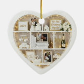 Kleine Plankjes Net Getrouwd Eerste Kerstmis Samen Keramisch Ornament (Achterkant)
