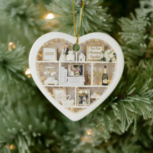 Kleine Plankjes Net Getrouwd Eerste Kerstmis Samen Keramisch Ornament