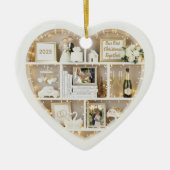 Kleine Plankjes Net Getrouwd Eerste Kerstmis Samen Keramisch Ornament (Voorkant)