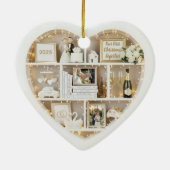 Kleine Plankjes Net Getrouwd Eerste Kerstmis Samen Keramisch Ornament (Achterkant)